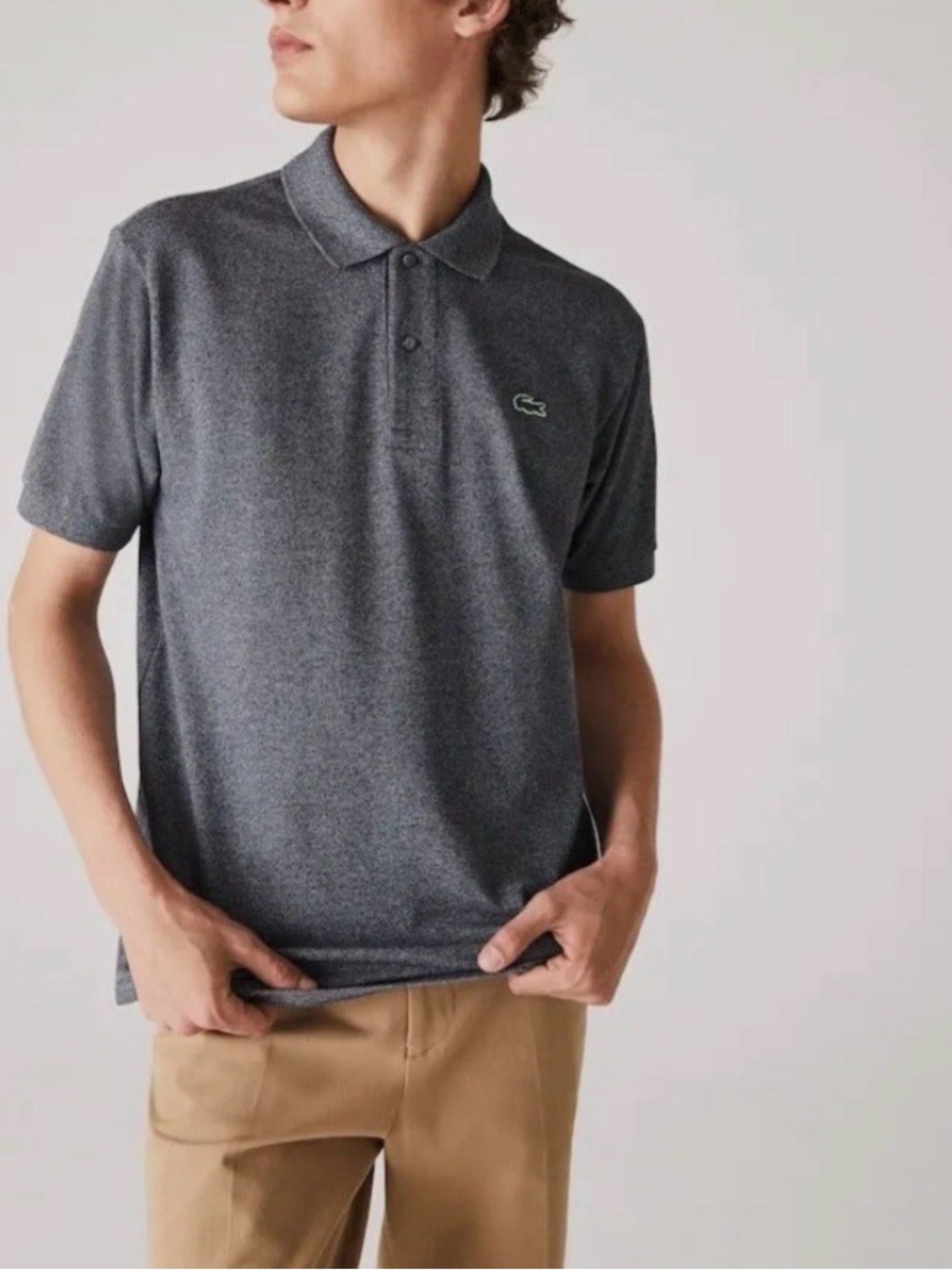 Lacoste Slim Fit Polo Shirt In Gray Marl (Blue, Gray) Size: Small Slim Fit